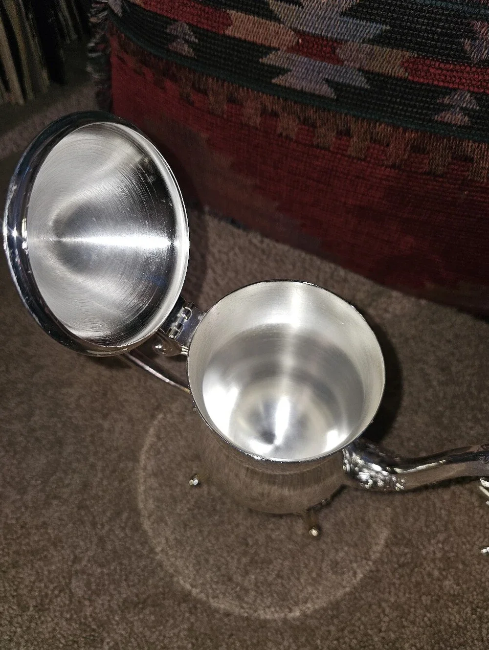 Vintage silverplated coffee/tea pot and covered sugar bowl set.